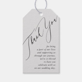 Mjukt Grått - minimalt enkelt Bröllop Tack Presentetikett