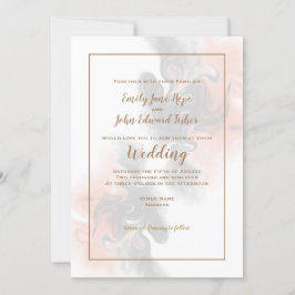 Mjukt Grått och persikosawirl/Guld typografi Bröll Inbjudningar