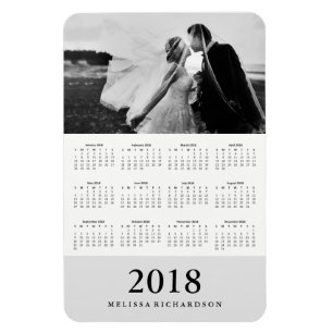 Mjukt Grått Rand   Elegant 2018 Fotokalender Magnet