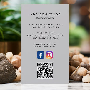 Mjukt Grått Sociala Medier Instagram Facebook QR-k Visitkort