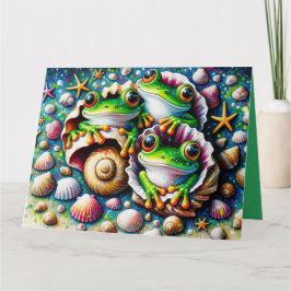 Mjukt gratulationskort med tre grodor kort