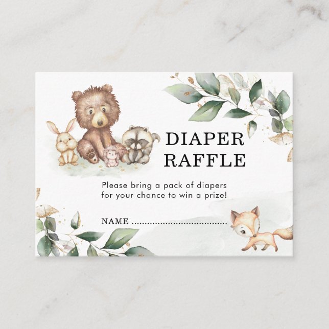 Mjukt grey Woodland Baby Shower Raffle E Tilläggskort (Framsida)
