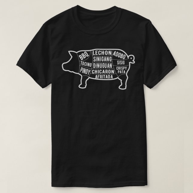 Mjukt Gris Cuts Filipino BBQ-diagram  T Shirt (Design framsida)
