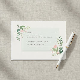 Mjukt grönt akvarell Blommig RSVP-svarskort Inbjudningar