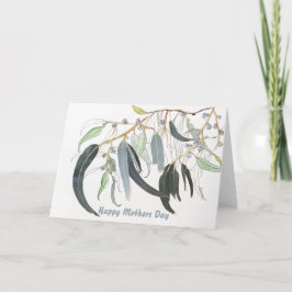 mjukt grönt akvarell gummitblad Morsdagskort Tack Kort