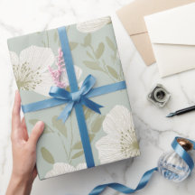 Mjukt grönt blommigt krämfärgat blommönster