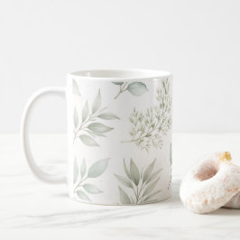 Mjukt grönt botaniskt bladsmönster kaffemugg