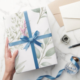 Mjukt grönt botaniskt bladsmönster presentpapper