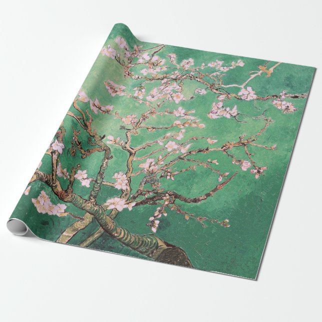 Mjukt Grönt Vincent Van Gogh Mandelblommor Presentpapper (Utrullad)