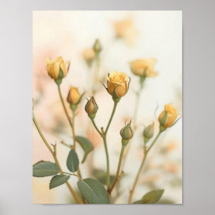 Mjukt gul ros knopp blomsterdesign poster