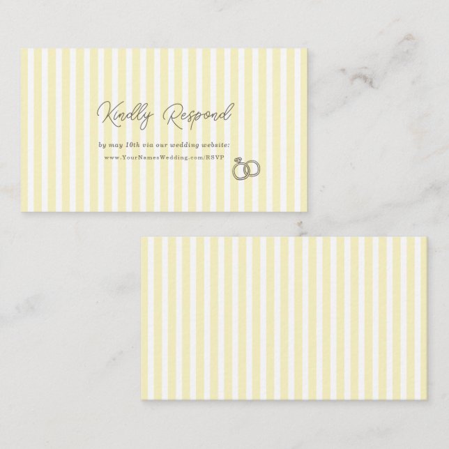 Mjukt gulrandigt elegant bröllopswebbplats RSVP Tilläggskort (Fram/baksida)