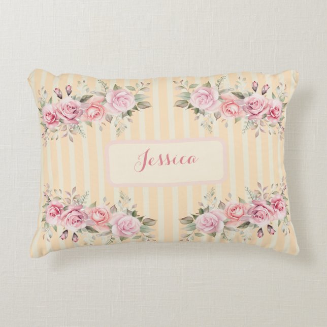 Mjukt gulrandigt  prydnadskudde (Framsidan)