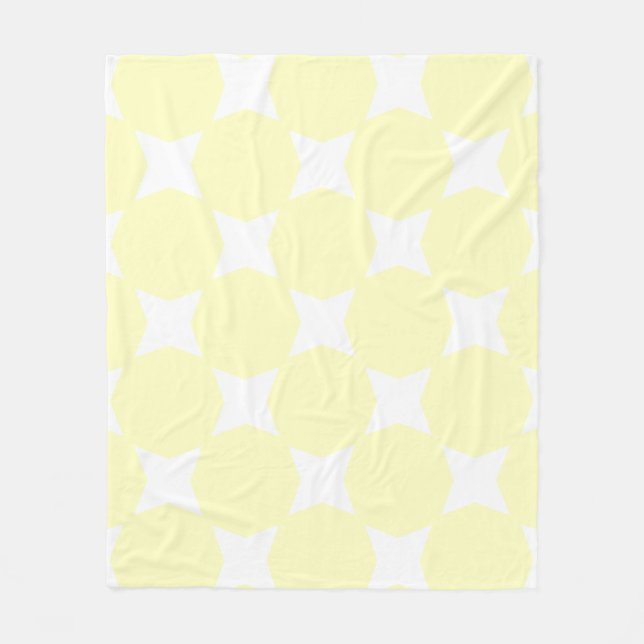 Mjukt gult pastell- och vit stjärnmönsterdesign fleecefilt (Framsidan)
