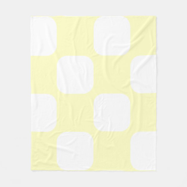 Mjukt gult pastellfärgat & vitt Squircle-mönsterde Fleecefilt (Framsidan)
