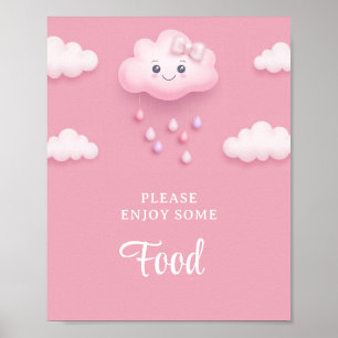 Mjukt himmel-vita fluffmoln för rosa, nio baby-liv poster