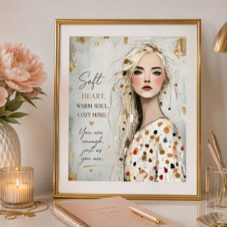 Mjukt hjärta varsam själ mysig sinne poster
