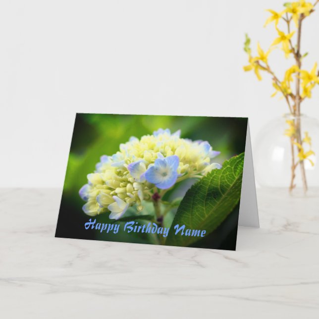 Mjukt Hydrangea Flower Personlig Birthday Kort (Gul blomma)