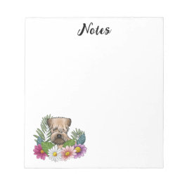 Mjukt Jackat Hjulade terrier, huvudfärgade blommor Anteckningsblock
