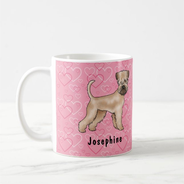 Mjukt Jackat hjulförsedda terrier Hund Heart Mönst Kaffemugg (Vänster)