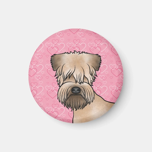 Mjukt Jackat hjulförsedda terrier-huvud på Rosa Hj Magnet (Framsidan)