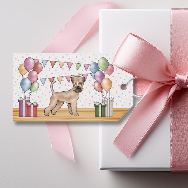 Mjukt Jackat hjulförsedda terrier Pastel Grattis p Presentetikett (Skapare uppladdad)
