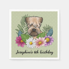 Mjukt Jackat hjulgående med blommor födelsedag Pappersservett