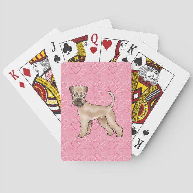 Mjukt Jackat Hjulterrier Hund Heart Mönster Rosa Casinokort (Baksidan)