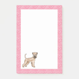 Mjukt Jackat Hjulterrier Hund Heart Mönster Rosa Post-it Block