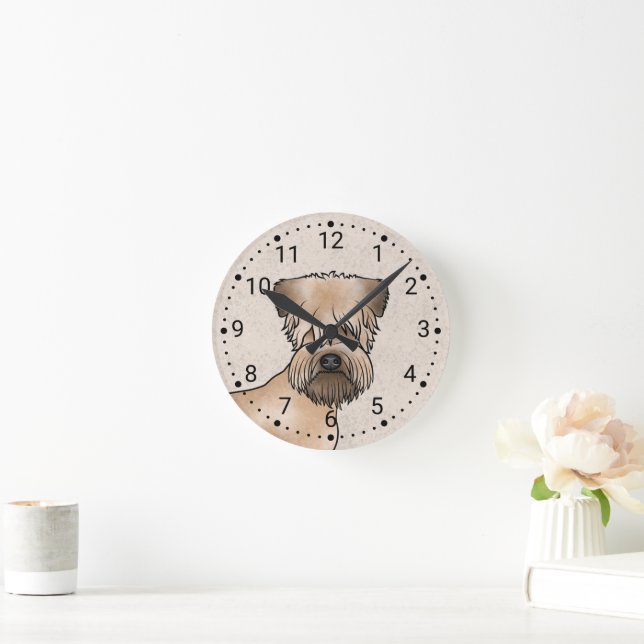 Mjukt Jackat Hund för hjulgående (Wheaten Terrier  Rund Klocka (Hem)