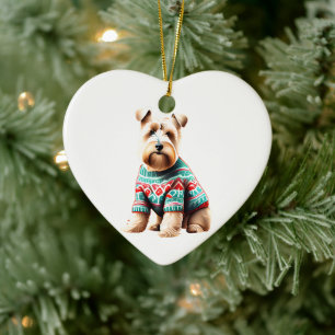 Mjukt Jackat Wheaten Terrier i julsötare Julgransprydnad Keramik