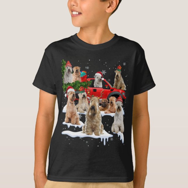 Mjukt jackat Wheaten Terrier Red Lastbil jul Tr T Shirt (Framsida)