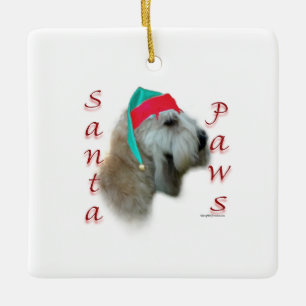 Mjukt Jackat Wheaten Terrier Santa Tassar Julgransprydnad Keramik