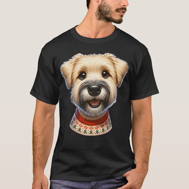 Mjukt Jackat Wheaten Terrier under jul T Shirt (Framsida)