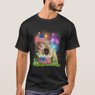 Mjukt Jackat Wheaten Terrier USA flagga Fireworks T Shirt
