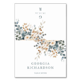 Mjukt, jordad tonfärgad Blommigt Vattenkolonfärgat Bordsnummer