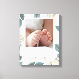 Mjukt Kanvastryck Vit ros Blommigt Ram