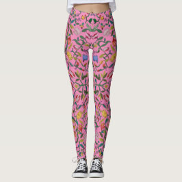 Mjukt, komplicerat blommönster leggings