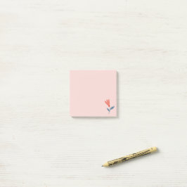 Mjukt korallblom- och blåbladigt mönster post-it block