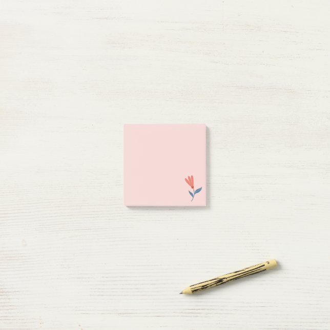 Mjukt korallblom- och blåbladigt mönster post-it block (På skrivbordet)