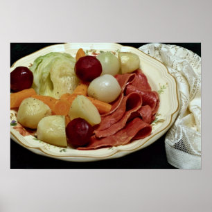 Mjukt kornat nötkött och kål poster