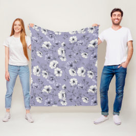 Mjukt lavendelblomma Vitt blomster Mönster Fleecefilt