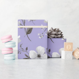 Mjukt lavendelblomma Vitt blomster Mönster Presentpapper