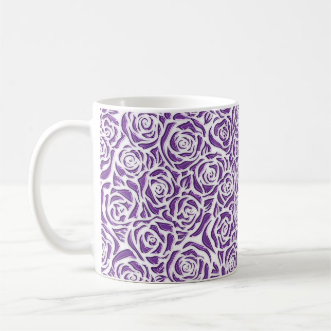 Mjukt lila ros mönster kaffemugg (Vänster)