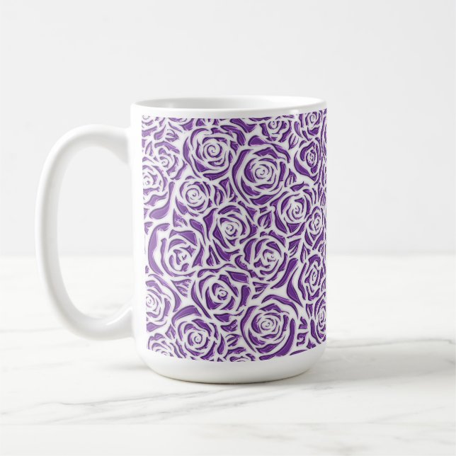 Mjukt lila ros mönster kaffemugg (Vänster)
