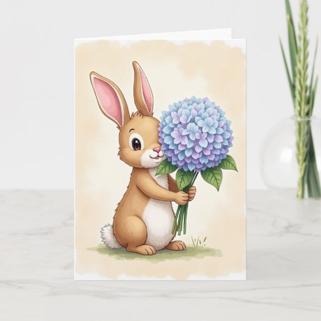 Mjukt litet pälsdjurs blommorkort kort (Framsida)