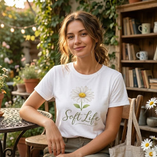 Mjukt Liv Estetisk Daisy Akvarell Blommig T-Shirt