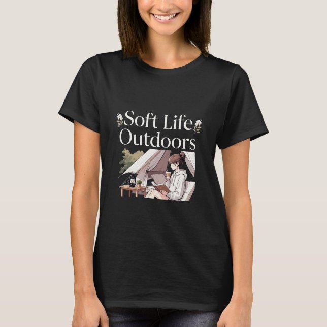 Mjukt Liv Utomhus Mysig Camping Anime Flickdesign T Shirt (Framsida)
