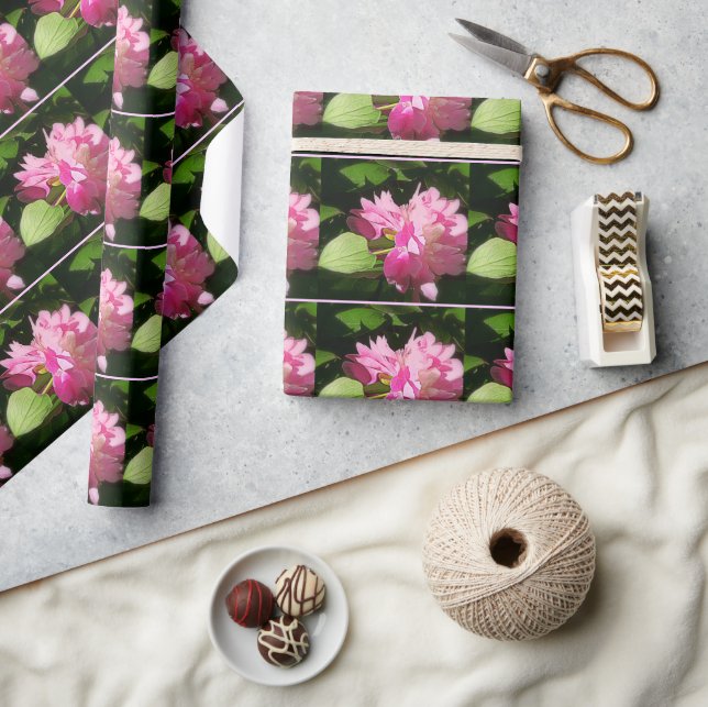 Mjukt målad Rosa Pappra peonies Wrapping Presentpapper (Hantverk)