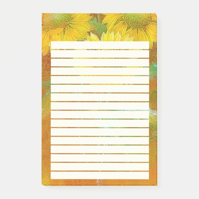 Mjukt målade solrosor post-it block (Framsida)