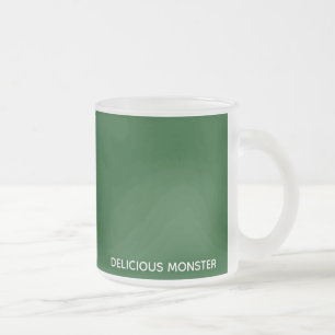 Mjukt monster grönt färg namn frostad glasmugg